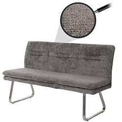 Mendler Banquette HWC-H70, banquette de salle à manger banquette rembourrée, dossier tissu/textile chenille inox brossé 160cm ~ gris foncé