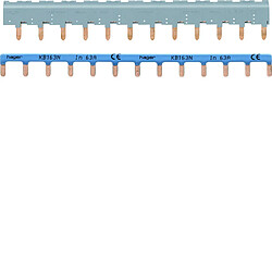 barre de pontage - 3 pôles + neutre - languettes - 12 modules - hager kbn863a