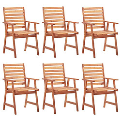 Maison Chic Lot de 6 Chaises à dîner d'extérieur avec coussins | Fauteuil chaises à manger d'extérieur Acacia massif -GKD75660