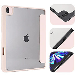 Universal YH-adapté pour 18/20/21 IPAD PRO12.9 Hybrid Slim Case, avec coquille arrière transparente, boîtier antigraordinaire, rose clair