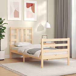 Maison Chic Cadre/structure de lit avec tête de lit pour adulte - Lit Moderne Chambre petit simple bois massif -MN79911