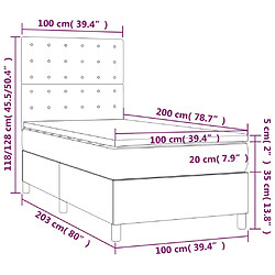 vidaXL Sommier à lattes de lit et matelas et LED Crème 100x200cm Tissu pas cher