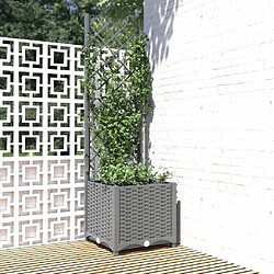 Maison Chic Jardinière,Bac à fleurs avec treillis - pot de fleur Gris clair 40x40x136 cm PP -GKD14256