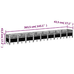 Acheter vidaXL Jardinière avec piquets blanc 363,5x43,5x43,5 cm PP