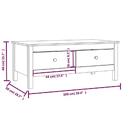 vidaXL Table basse Blanc 100x50x40 cm Bois massif de pin pas cher