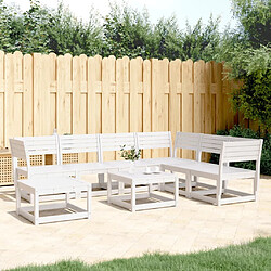 Maison Chic Salon de jardin 7 pcs | Ensemble de Table et chaises | Mobilier d'Extérieur Blanc Bois de pin massif -GKD91046