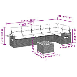 Avis Maison Chic Ensemble Tables et chaises d'extérieur 7pcs avec coussins,Salon de jardin noir résine tressée -GKD439403