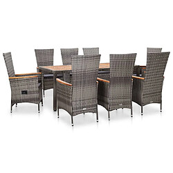 Maison Chic Salon de jardin 9 pcs + coussins - Mobilier/Meubles de jardin - Table et chaises d'extérieur Résine tressée Gris -MN72816