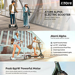 Acheter Atomi Alpha Scooter électrique pliant Pneus 9 pouces Moteur 350 W (pic 650 W) Contrôle par application - Noir