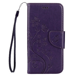 Wewoo Housse Étui Violet pour Lenovo Vibe K5 Papillons Amour Fleurs Gaufrage Horizontal Flip en cuir avec support & Slots de cartes Portefeuille & Longe foncé