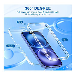 Htdmobiles Coque pour Apple iPhone 16 - housse etui silicone gel fine 360 integrale (avant et arriere) + film ecran - TRANSPARENT