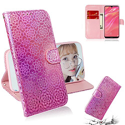 Wewoo Housse Coque Pour Huawei Y7 Prime 2019 Couleur unie Boucle magnétique colorée Flip horizontal en cuir PU avec support et fentes cartes et portefeuille et lanière rose