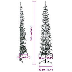 vidaXL Demi sapin de Noël artificiel mince avec neige floquée 180 cm pas cher