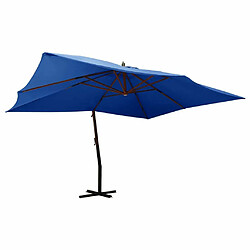 Maison Chic Parasol Jardin | Parasol en porte-à-faux avec mat en bois 400x300 cm Bleu azuré - GKD96852