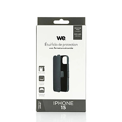 Avis WE Etui folio AIMANTE APPLE IPHONE 15 Noir: fermeture magnétique - anti-chocs - Accès caméra – porte-cartes - Fonction support