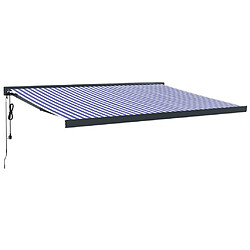 vidaXL Auvent rétractable bleu et blanc 4,5x3 m tissu et aluminium