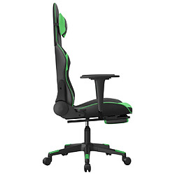 Avis vidaXL Chaise de jeu avec repose-pied Noir et vert Similicuir