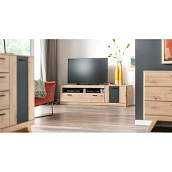 Acheter Pegane Meuble TV coloris chêne - Longueur 179 x Hauteur 50 x Profondeur 51 cm