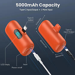 Acheter SANAG Batterie Externe Usb C 5000Mah, 15W 3.0A Charge Rapide Chargeur Portable Mini Power Bank Avec Écran Lcd Compatible Avec Samsung S23,S22/Note/Huawei/Moto/Lg/Pixel/Nexus,Usb C Phones Etc - Orange