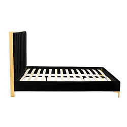 Acheter Vente-Unique Lit 160 x 200 cm avec tête de lit coutures verticales - Velours - Noir et doré + Matelas - CLARISSE