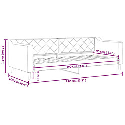 vidaXL Lit de repos sans matelas noir 90x190 cm tissu pas cher