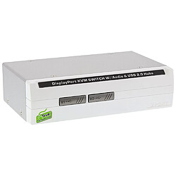 Commutateur KVM de bureau InLine®, 2 ports, DisplayPort 1.2, 4K, USB 2.0, Audio