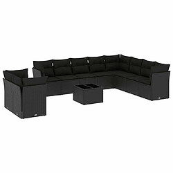 Maison Chic Salon de jardin 11 pcs avec coussins | Ensemble de Table et chaises | Mobilier d'Extérieur noir résine tressée -GKD50727