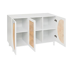 Pegane Buffet, meuble de rangement avec 3 portes en bois coloris Blanc, naturel - Longueur 120 x Profondeur 47,5 x Hauteur 85 cm