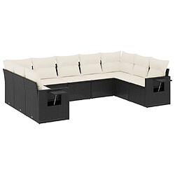 Maison Chic Ensemble Tables et chaises d'extérieur 9 pcs avec coussins,Salon de jardin noir résine tressée -GKD171781