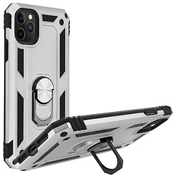 Avizar Coque Apple iPhone 11 Pro Max Antichoc bi-matières Bague Support Vidéo argent