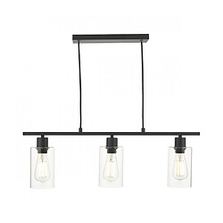 Luminaire Center Suspension Miu Noir mat,verre 3 ampoules 22cm