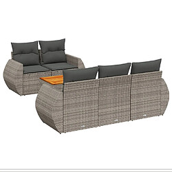 vidaXL Salon de jardin 6 pcs avec coussins gris résine tressée