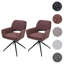 Mendler Lot de 2 chaises de salle à manger HWC-N74, chaise de cuisine, pivotante Auto-Return, tissu Bouclé (540g/m²) Oeko-Tex ~ marron clair