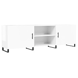 Maison Chic Meuble TV scandinave - Banc TV pour salon blanc brillant 150x30x50 cm bois d'ingénierie -MN68735