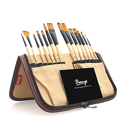 14 pièces / set nylon peinture brosse à cheveux ensemble avec sac de rangement en toile beige