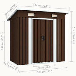 vidaXL Abri de stockage pour jardin Marron 194x121x181 cm Acier pas cher