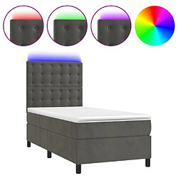 vidaXL Sommier à lattes de lit matelas et LED Gris foncé 100x200 cm