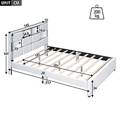 ComfortXL Lit plat 140x200 cm avec LED et rangements, beige pas cher