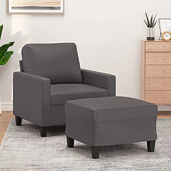 vidaXL Fauteuil avec repose-pied Gris 60 cm Similicuir