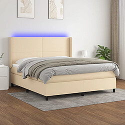 vidaXL Sommier à lattes de lit matelas et LED Crème 160x200 cm Tissu 