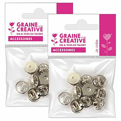 Graines Creatives 20 supports de pi'ns argentés 1 cm