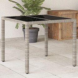 Maison Chic Table de jardin | Table d'extérieur avec dessus en verre gris clair résine tressée -GKD59698