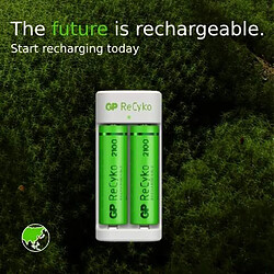 Chargeur 2 Piles Rechargeables AA et AAA avec 2 Piles Rechargeables AA 2100 mAh NiMH incluses | GP RECYKO | Chargeur USB Rapide