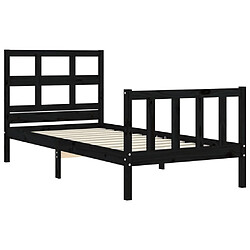 Maison Chic Cadre/structure de lit avec tête de lit pour adulte - Lit Moderne Chambre noir petit simple bois massif -MN38259 pas cher