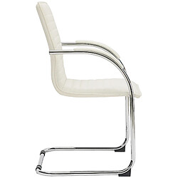 Decoshop26 Chaise visiteur fauteuil de bureau avec accoudoirs assise en PVC blanc piètement luge métallique 10_0003419