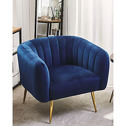 Beliani Fauteuil LACONIA Velours Bleu foncé