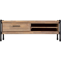 Atmosphera, Createur D'Interieur Meuble TV industriel métal et bois Siam - L. 130 x H. 45 cm - Marron bois