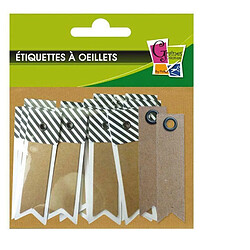 Graines Creatives 20 étiquettes kraft rayées Fanion + 20 étiquettes kraft Fanion