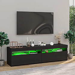 Acheter Maison Chic Meubles TV 2 pcs avec lumières LED pour salon Noir 75x35x40 cm -MN33015