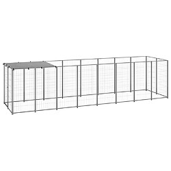 Helloshop26 Chenil extérieur cage enclos parc animaux chien argenté 4,84 m² acier 02_0000277